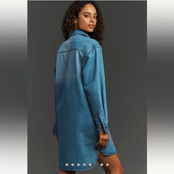 NWT Anthropologie Porridge Long Sleeve Collared Denim Mini Shirt Dress - Picture 7 of 13